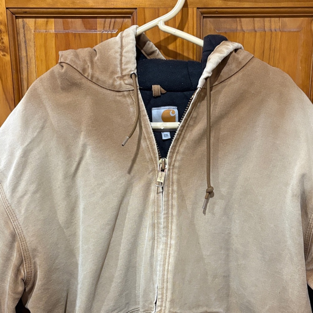 Carhartt Men's Tan Hooded Jacket 2XL Tall - Picture 2 of 9